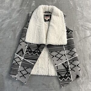 Mossimo Vest Womens Small Gray Sherpa Lined Open Southwestern‎ Tribal Y2K